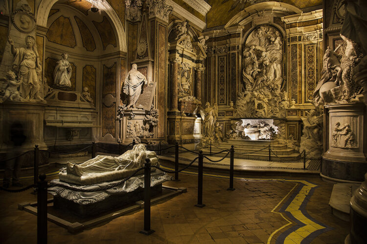 italy, naples: Cristo Velato in Palazzo Sansevero. Veiled Chris renowned world ovr for the remarkable tissue-like quality of the marble by scuptor Giuseppe Sanmartino, 1753