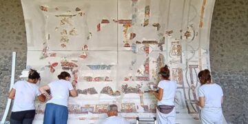 Pompei, restaurato il soffitto ispirato al tema mitologico di Dioniso e Arianna